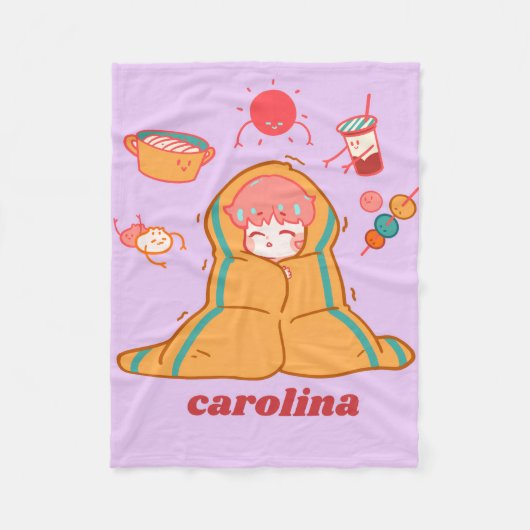 Lavender Cozy Blanket – personalised Custom Name  フリースブランケット (正面)