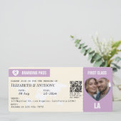 Lavender & Cream Boarding Pass Wedding 招待状 (スタンド正面)