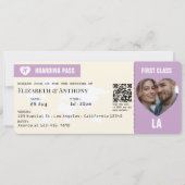 Lavender & Cream Boarding Pass Wedding 招待状 (正面)
