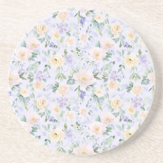 Lavender Cream Floral コースター (正面)