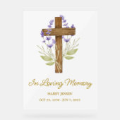 Lavender cross Memorial Funeral アクリルサイン (正面)