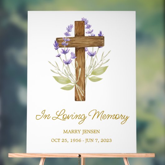 Lavender cross Memorial Funeral アクリルサイン (ニュートラル)