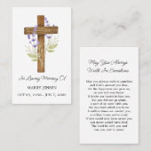 Lavender Cross Memorial Funeral Prayer Card 名刺 (正面/裏面)