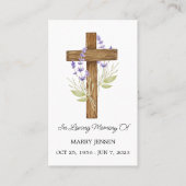 Lavender Cross Memorial Funeral Prayer Card 名刺 (正面)