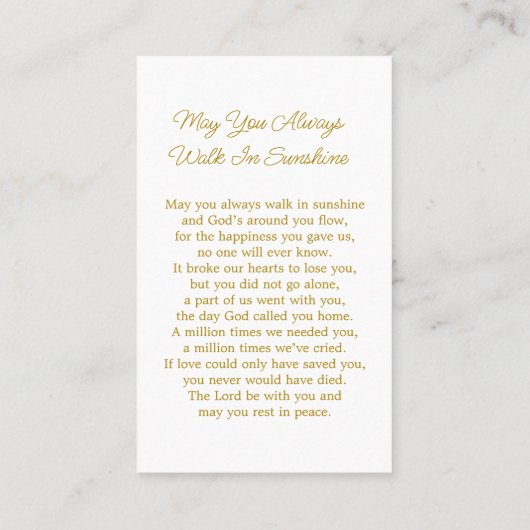 Lavender Cross Memorial Funeral Prayer Card 名刺 (裏面)