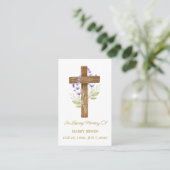 Lavender Cross Memorial Funeral Prayer Card 名刺 (スタンド正面)