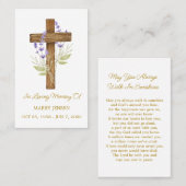 Lavender Cross Memorial Funeral Prayer Card 名刺 (正面/裏面)
