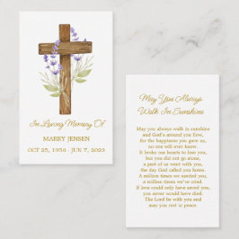 Lavender Cross Memorial Funeral Prayer Card 名刺