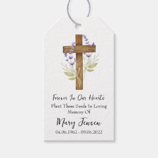 Lavender Cross Memorial Funeral Seed Packet  ギフトタグ