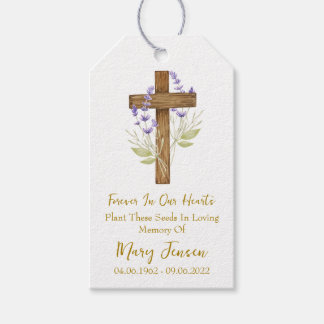 Lavender Cross Memorial Funeral Seed Packet  ギフトタグ