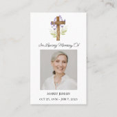 Lavender Cross Memorial Photo Funeral Prayer Card 名刺 (正面)