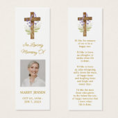 Lavender Cross Photo Funeral Bookmark (正面&裏面)