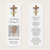 Lavender Cross Photo Funeral Bookmark (正面&裏面)