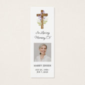 Lavender Cross Photo Funeral Bookmark (正面)