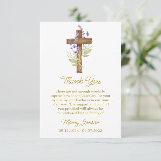 Lavender Cross Sympathy Thank You Card サンキューカード (スタンド正面)