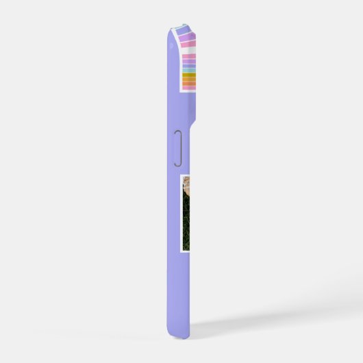 Lavender Cute Modern 3 Photo Layout Custom iPhoneケース (右側面)