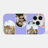 Lavender Cute Modern 3 Photo Layout Custom iPhoneケース (裏面横)