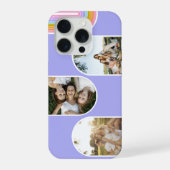 Lavender Cute Modern 3 Photo Layout Custom iPhoneケース (裏面)