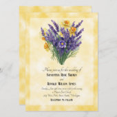 Lavender & Daffodils on Yellow Background 結婚's 招待状 (正面/裏面)
