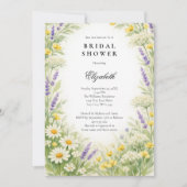 Lavender Daises Wildflowers Greenery Bridal Shower 招待状 (正面)