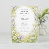 Lavender Daises Wildflowers Greenery Bridal Shower 招待状 (スタンド正面)