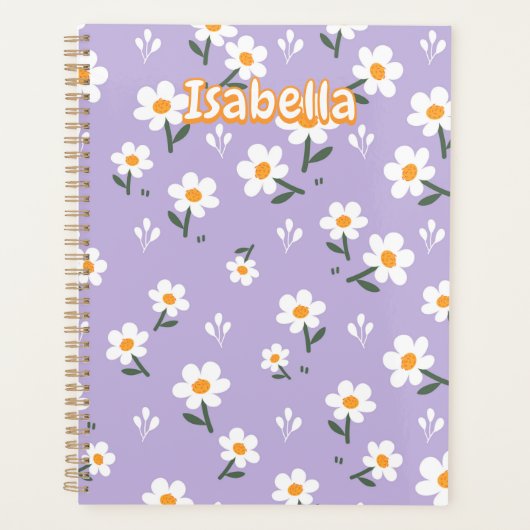 Lavender Daisy Floral Pattern プランナー手帳 (正面)