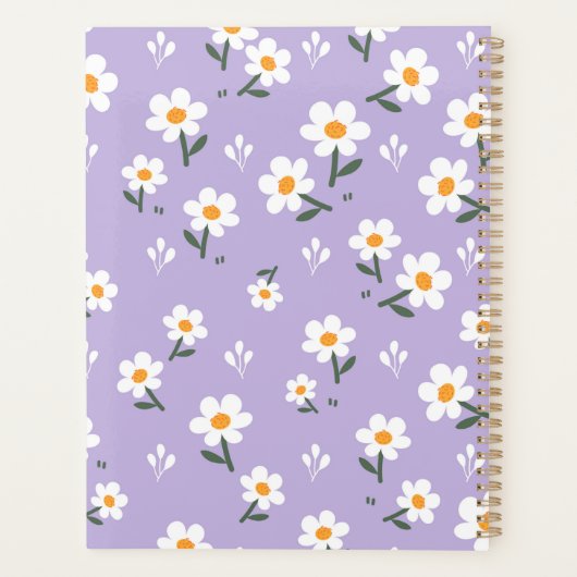 Lavender Daisy Floral Pattern プランナー手帳 (裏面)