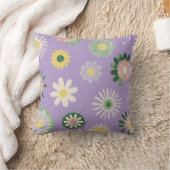 Lavender Daisy Floral Pillow クッション (ブランケット)
