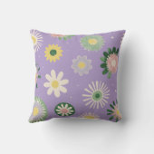 Lavender Daisy Floral Pillow クッション (裏面)