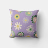 Lavender Daisy Floral Pillow クッション (正面)