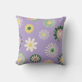 Lavender Daisy Floral Pillow クッション