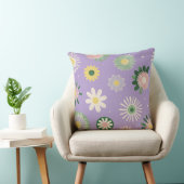 Lavender Daisy Floral Pillow クッション (椅子)