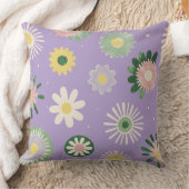 Lavender Daisy Floral Pillow クッション (ブランケット)