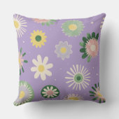 Lavender Daisy Floral Pillow クッション (裏面)