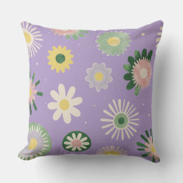 Lavender Daisy Floral Pillow クッション