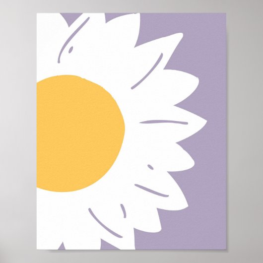 Lavender Daisy – Minimalist Floral Wall Art ポスター (正面)