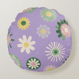 Lavender Daisy Round Pillow ラウンドクッション