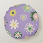 Lavender Daisy Round Pillow ラウンドクッション (裏面)