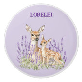 Lavender Deer Mother Fawn Spring Door セラミックノブ (正面)