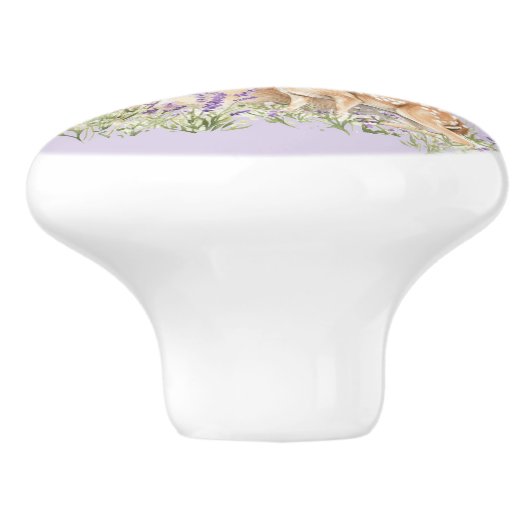 Lavender Deer Mother Fawn Spring Door セラミックノブ (側面)