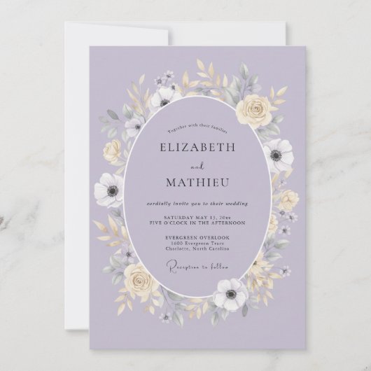 Lavender Delightful Spring Wedding 招待状 (正面)