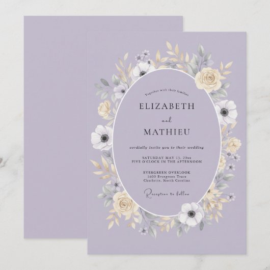 Lavender Delightful Spring Wedding 招待状 (正面/裏面)