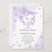 Lavender Dream Butterfly Eucalyptus Crest Wedding 招待状 (正面)