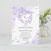 Lavender Dream Butterfly Eucalyptus Crest Wedding 招待状 (スタンド正面)
