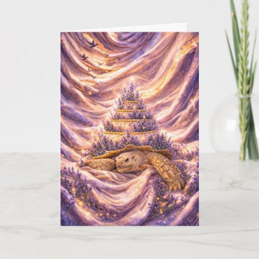 Lavender Dreams Birthday cake Sulcata tortoise カード (正面)