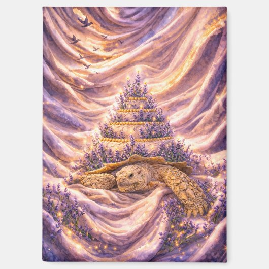 Lavender Dreams Birthday cake Sulcata tortoise マグネット (正面)