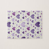 Lavender Dreams | Purple & Gold Watercolor Hearts ジグソーパズル (横)