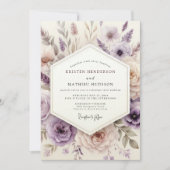 Lavender Dreamy Floral Wedding 招待状 (正面)