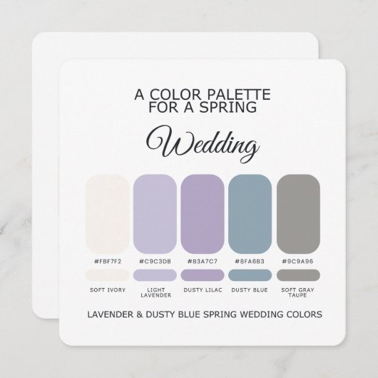 Lavender & Dusty Blue Spring Wedding Palette Card 招待状 (正面/裏面)