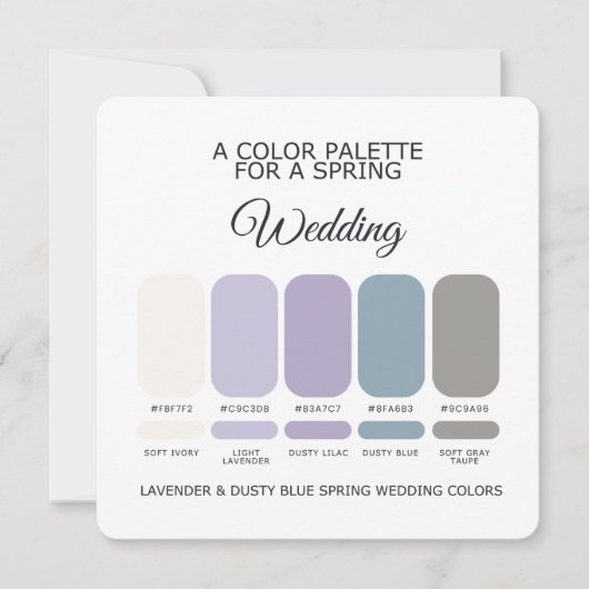 Lavender & Dusty Blue Spring Wedding Palette Card 招待状 (正面)